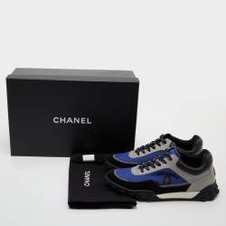 Pre Owned Chanel Multicolor Neoprene, Suede and Leather CC Low Top Sneakers Size 37