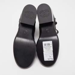 Chanel Black Suede Lace Up Ankle Boots Size 38.5