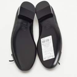 مملوكة مسبقًا Chanel Black Leather CC Bow Ballet Flats Size 38