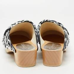 Chanel Silver Leather Camellia Embellished CC Lock Wooden Clogs Size 37