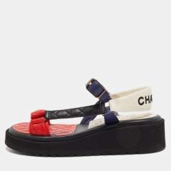 مملوكة مسبقًا Chanel Multicolor Quilted Leather CC Sandals Size 37.5