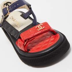 مملوكة مسبقًا Chanel Multicolor Quilted Leather CC Sandals Size 37.5