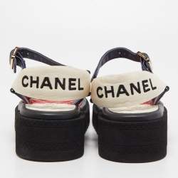 مملوكة مسبقًا Chanel Multicolor Quilted Leather CC Sandals Size 37.5