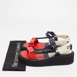 مملوكة مسبقًا Chanel Multicolor Quilted Leather CC Sandals Size 37.5