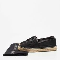 Pre Owned Chanel Black Mesh CC Espadrille Flats Size 37
