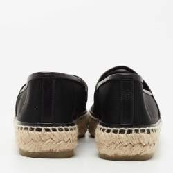 Pre Owned Chanel Black Mesh CC Espadrille Flats Size 37