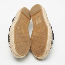Pre Owned Chanel Black Mesh CC Espadrille Flats Size 37