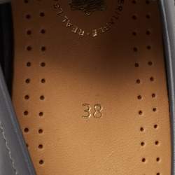 Pre Owned Chanel Dark Grey Leather CC Platform Loafers Size 39.5