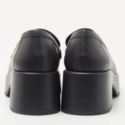 Pre Owned Chanel Dark Grey Leather CC Platform Loafers Size 39.5