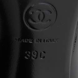 Chanel Black Patent Leather Chain Detail Cap Toe Pumps Size 39