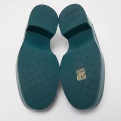 Pre Owned Chanel Dark Green Leather CC Platform Loafers Size 39