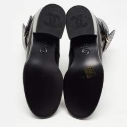 Chanel Black Quilted and Leather CC Ankle Boots Size 37.5