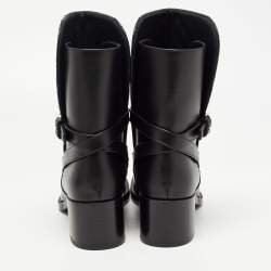 Chanel Black Quilted and Leather CC Ankle Boots Size 37.5