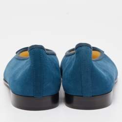 Chanel Blue Suede CC Cap Top  Ballet Flats Size 40