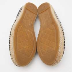 Chanel Navy Blue Leather CC Espadrille Flats Size 40