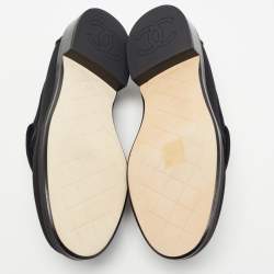 Chanel Black Canvas Quilted CC Slip On Loafers Size 38