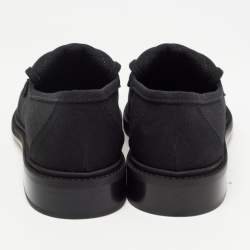 Chanel Black Canvas Quilted CC Slip On Loafers Size 38