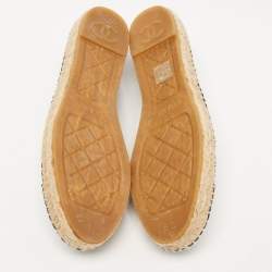 Chanel Black Patent And Sequin CC Cap Toe Espadrille Flats Size 39