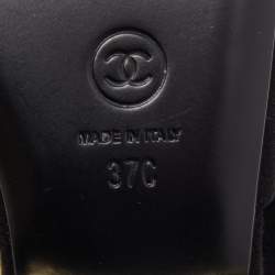 Pre Owned Chanel Black Suede Ankle Tie Flat Mules Size 37