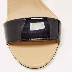 Pre Owned Chanel Beige/Black Leather Ankle Strap Sandals Size 35