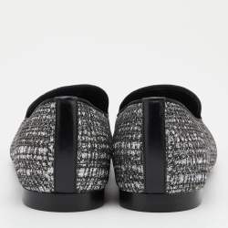 Pre Owned Chanel Silver Glitter CC Logo Smoking Slippers Size 39
