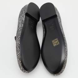 Pre Owned Chanel Silver Glitter CC Logo Smoking Slippers Size 39