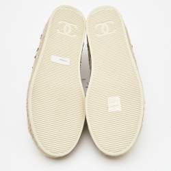 Chanel Fabric and Foil Leather CC Cap Toe Low Top Sneakers Size 41