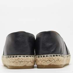Chanel Black Leather CC Espadrille Flats Size 41
