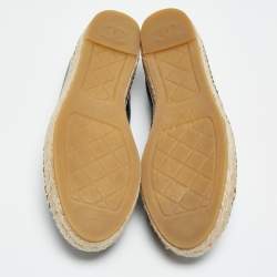 Chanel Black Leather CC Espadrille Flats Size 41