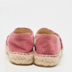 Pre Owned Chanel Pink/Black Canvas CC Cap Toe  Espadrille Flats Size 41