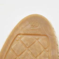 Chanel White/Black Canvas and Raffia Interlocking CC Logo Espadrilles Size 40