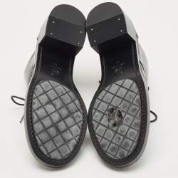 Chanel Black Black Leather Ankle Boots Size 38