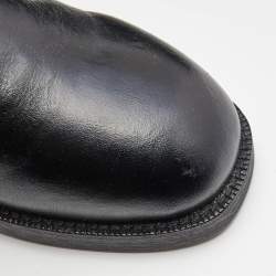 Chanel Black Leather CC Embossed Calf Boots Size 39
