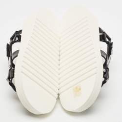 Pre Owned Chanel Black Patent Leather CC Velcro Strap Sandals Size 36
