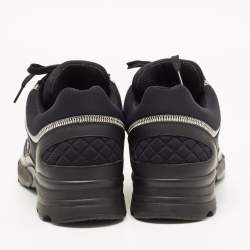 Pre Owned Chanel Black Leather and Fabric CC Low Top Sneakers Size 40