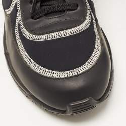 Pre Owned Chanel Black Leather and Fabric CC Low Top Sneakers Size 40