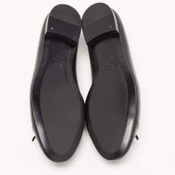 Pre Owned Chanel Black Leather and Patent CC Ballet Flats Size 41.5