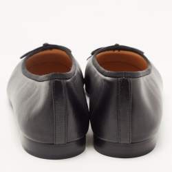 Pre Owned Chanel Black Leather and Patent CC Ballet Flats Size 41.5