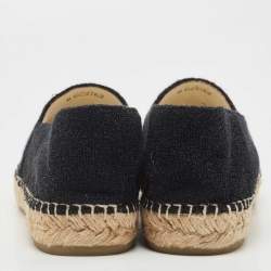 Pre Owned Chanel Black Fabric and Patent CC Cap Toe  Espadrille Flats Size 41