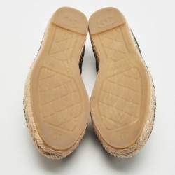 Pre Owned Chanel Black Fabric and Patent CC Cap Toe  Espadrille Flats Size 41