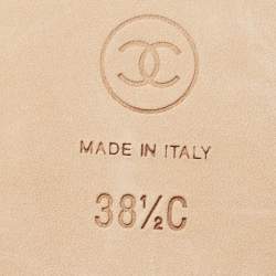 Pre Owned Chanel Pink/Black Leather CC Bow Ballet Flats Size 38.5