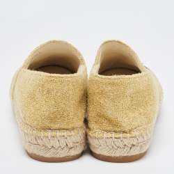 Pre Owned Chanel Gold/Black Glitter Fabric CC Espadrille Flats Size 38