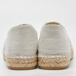 Chanel Off White/Black Canvas CC Cap Toe Espadrille Flats Size 42