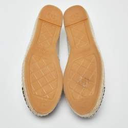 Chanel Off White/Black Canvas CC Cap Toe Espadrille Flats Size 42