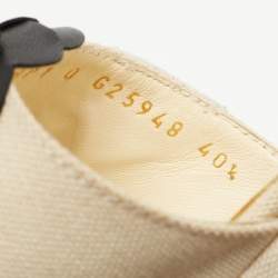 Pre Owned Chanel Cream Canvas Camellia Embellished Wedge Sandals Size 40.5