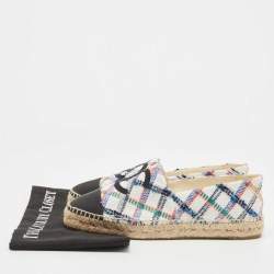 Pre Owned Chanel Multicolour Canvas CC Cap Toe Slip On Espadrille Flats Size 40