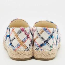 Pre Owned Chanel Multicolour Canvas CC Cap Toe Slip On Espadrille Flats Size 40