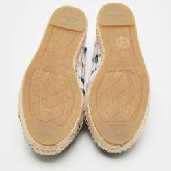 Pre Owned Chanel Multicolour Canvas CC Cap Toe Slip On Espadrille Flats Size 40