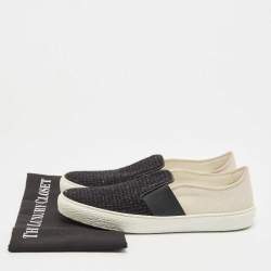 Pre Owned Chanel Black/White Tweed and Suede Slip On Sneakers Size 40