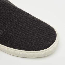 Pre Owned Chanel Black/White Tweed and Suede Slip On Sneakers Size 40